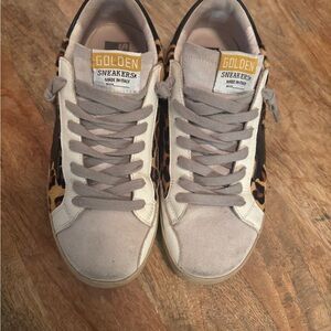 Women's Sneakers - Beige and Leopard Print
